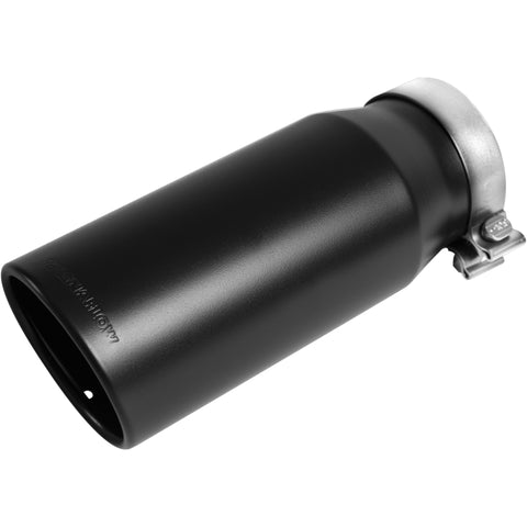 MagnaFlow Tip Stainless Black Coated Single Double Round Single Outlet 5in Dia 4in Inlet 13in L - 35240