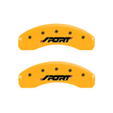 MGP 4 Caliper Covers Engraved Front & Rear SPORT Yellow finish black ch - 10119SSPOYL