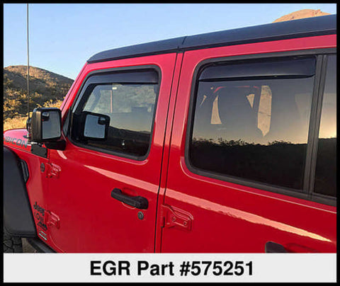 EGR 2018 jeep Wrangler JL SlimLine In-Channel WindowVisors Set of 4 - Dark Smoke - 575251