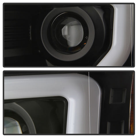 Spyder 09-14 Ford F-150 Projector Headlights - Halogen Model Light Bar - Blk PRO-YD-FF15009-SBLB-BK - 5086204