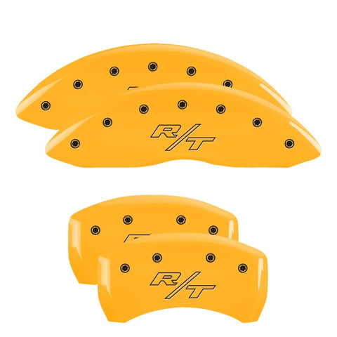 MGP 4 Caliper Covers Engraved Front & Rear Vintage Style/RT Yellow finish black ch - 12162SRTRYL