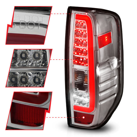 ANZO 2005-2021 Nissan Frontier LED Taillights Chrome Housing/Clear Lens - 311445