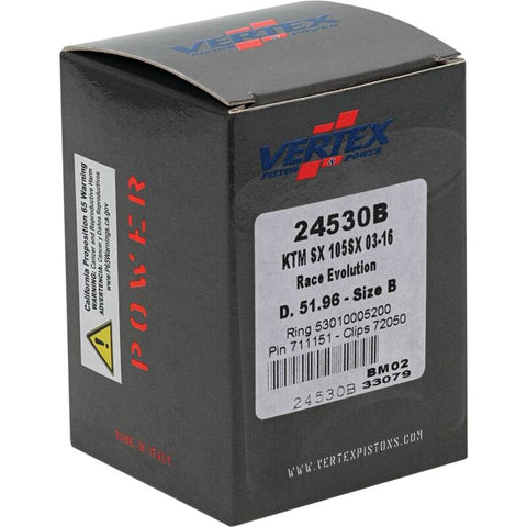 Vertex Piston 04-11 KTM 105 SX 105cc Cast Race Evolution Stroker Piston Kit 112cc 15mm - 24530B