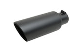 Gibson Round Dual Wall Angle-Cut Tip - 4in OD/2.5in Inlet/8in Length - Black Ceramic - 500417-B