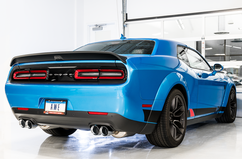 AWE Tuning 2015+ Dodge Challenger 6.4L/6.2L SC Track Edition Exhaust - Quad Chrome Silver Tips - 3015-42136