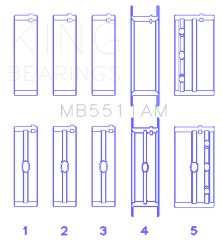 King Engine Bearings GM V8 OHV 16 Valve (Size STD) Main Bearing Set - MB5511AM