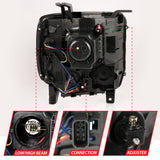 ANZO 2014-2015 GMC Sierra 1500HD Projector Plank Style Headlight Black W/ DRL - 111450