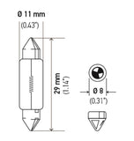 Hella Bulb 6430 24V 3W SV7-8 T2.5 8x29mm - 6430