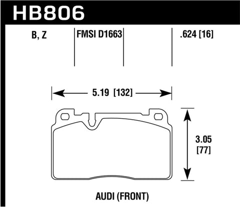 Hawk 16-17 Audi A6 HPS 5.0 Front Brake Pads - HB806B.624