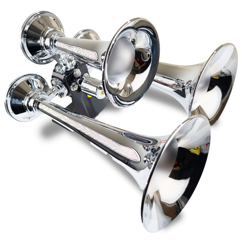 Kleinn Chrome Triple Horn/ 13.5In/11.75In/8.5In - Chrome-Plated Spun Copper - 501