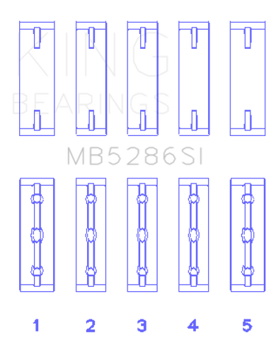King Engine Bearings Toyota 1Uz-Fe/2Uz-Fe/3Uz-Fe (Size +0.25mm) Main Bearing Set - MB5286SI0.25