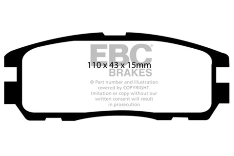 EBC 96-98 Acura SLX 3.2 Yellowstuff Rear Brake Pads - DP4974R