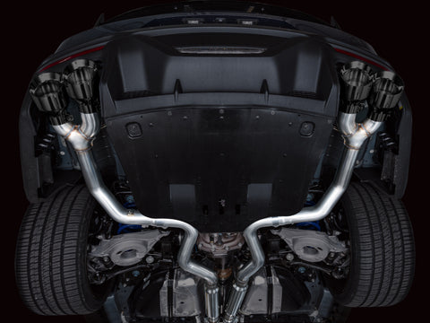 AWE 2024 Ford Mustang Dark Horse S650 RWD Track Edition Cat-Back Exhaust w/ Quad Diamond Black Tips - 3020-43375
