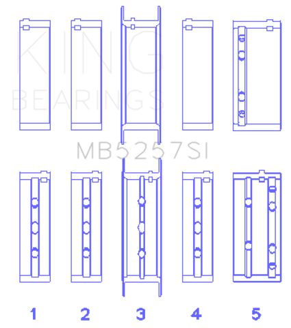 King Engine Bearings General Motors 379 V8 OHV (Size .026) Crankshaft Main Bearings (Set of 5) - MB5257SI.026