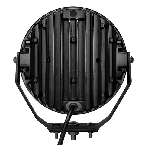 Go Rhino Xplor Blackout Series Round LED Sgl Driving Kit w/DRL (Surface/Thread Stud Mnt) 9in. - Blk - 751700911DRS