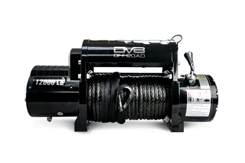 DV8 Offroad 12000 LB Winch w/ Synthetic Line & Wireless Remote - Black - WB12SR