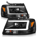 ANZO 2004-2008 Ford  F-150 Projector Headlights w/ Light Bar Black Housing - 111541