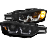 ANZO 2012-2015 BMW 3 Series Projector Headlights w/ U-Bar Black (HID Compatible) - 121506