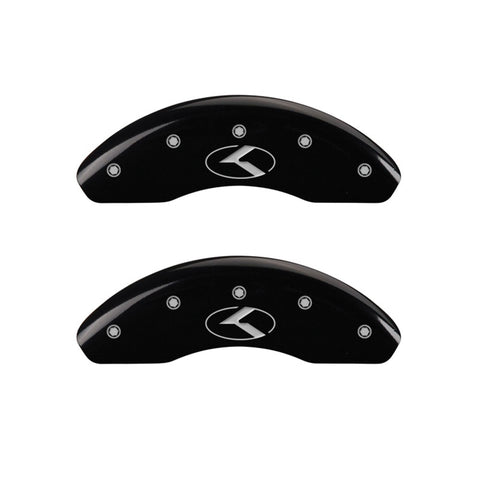 MGP 2 Caliper Covers Engraved Front Circle K/Kia Black Finish Silver Char 2018 Kia Rio - 21190FCRKBK