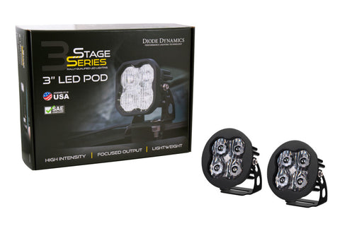 Diode Dynamics SS3 LED Pod Pro - White SAE Fog Round (Pair) - DD6146P