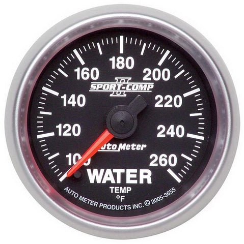 Autometer Sport-Comp II 52.4mm 100-260 Deg. F Water Temperature Gauge - 3655