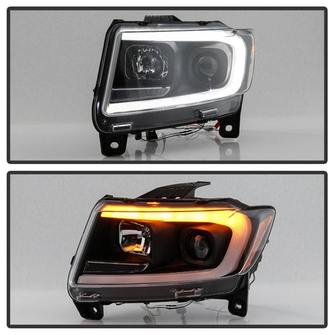Spyder 11-13 Jeep Grand Cherokee - Light Bar Proj Headlights - Halo Model - Blk - PRO-YD-JGC11-LB-BK - 5085795