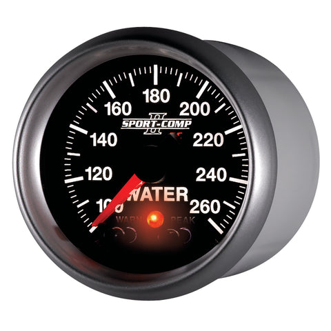 Autometer Sport-Comp II 52.4mm 100-260 Deg F Water Temp Peak & Warn w/ Electronic Control Gauge - 3654