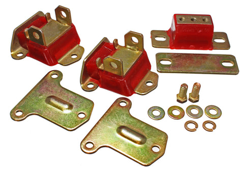 Energy Suspension 69-72 Camaro/70-73 Monte Carlo Red Complete Motor & Trans Mount Set Zinc Finish - 3.1122R