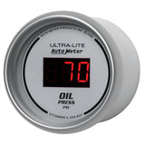 Autometer Ultra-Lite 2-1/16in 100PSI Silver Dial Digital Oil Pressure Gauge w/ Red LED - 6527