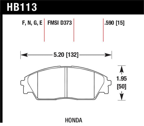 Hawk Honda/ Acura 88-91 Civic Wagon/90-91CRX Si/ 88-90 Prelude S HPS Street Front Brake Pads - HB113F.590