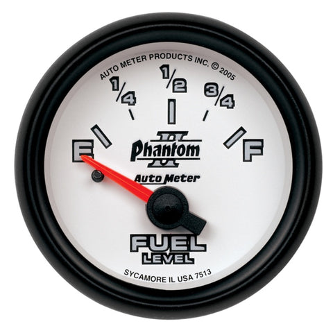 Autometer Phantom 2-1/16in 0-90 OHM Fuel Level Gauge - 7513