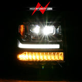 ANZO 16-18 Chevrolet Silverado 1500 LED Projector Headlights w/Plank Style Switchback Chrome w/Amber - 111421