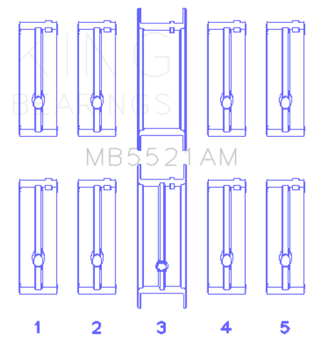 King Engine Bearings Chrysler 2.2 (Size +0.25mm) Main Bearing Set - MB5521AM0.25