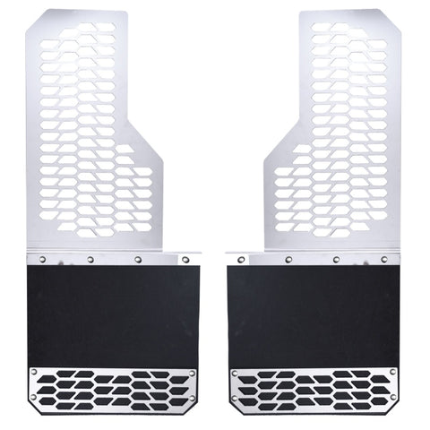 Putco 17-20 Ford SuperDuty - Set of 2 (Excl Dually Rear) Mud Skins - Brushed SS w/ Hex Shield - 78130