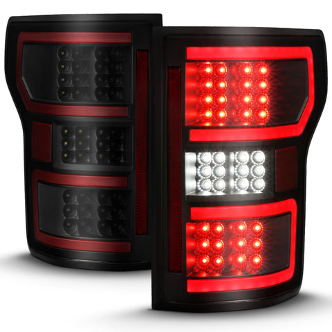 ANZO 18-19 Ford F-150 LED Taillight Black Housing Clear Lens Red Light Bar W/Sequential - 311314