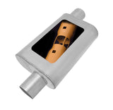 Gibson MWA Superflow Offset/Offset Oval Muffler - 4x9x14in/3in Inlet/3in Outlet - Stainless - BM0105