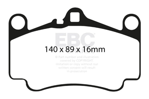 EBC 03-05 Porsche 911 (996) (Cast Iron Rotor only) 3.6 Carrera 4S Yellowstuff Front Brake Pads - DP41515R