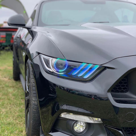 Oracle 15-17 Ford Mustang V6/GT/Shelby Dynamic DRL w/ Halo Kit - ColorSHIFT - Dynamic - 1335-332