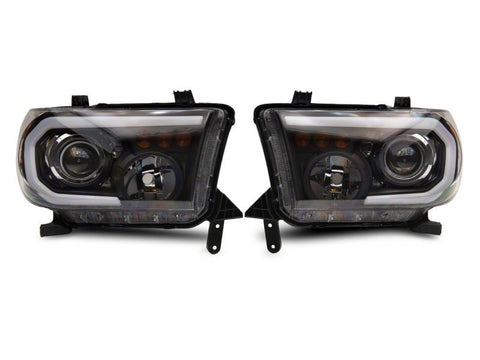 Raxiom 07-13 Toyota Tundra Axial Projector Headlights w/ SEQL LED Bar- Blk Housing (Clear Lens) - TU16007