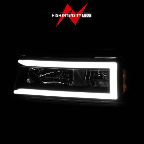 ANZO 04-12 GM Colorado/Canyon/I-Series Crystal Headlights - w/ Light Bar Black Housing 4pcs - 111558