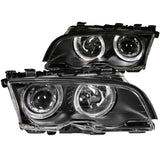 ANZO 1999-2001 BMW 3 Series E46 Projector Headlights w/ Halo Black - 121015