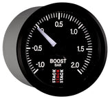 Autometer Stack 52mm -1 to +2 Bar (Incl T-Fitting) Pro Stepper Motor Boost Pressure Gauge - Black - ST3311