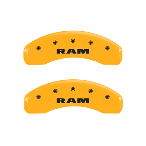 MGP 4 Caliper Covers Engraved Front & Rear Ram Yellow Finish Black Char 2007 Dodge Durango - 12043SRAMYL