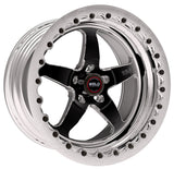 Weld S71 17x12 / 5x4.5 BP / 4.8in. BS Black Wheel (Medium Pad) - Polished Single Beadlock MT - 71MB7120A48G
