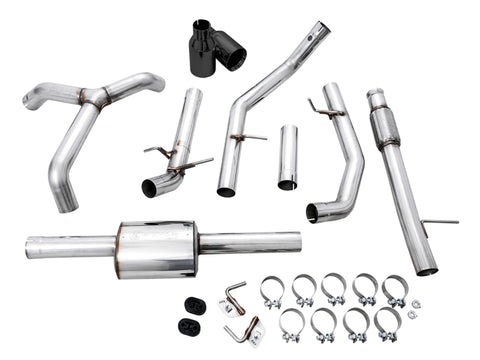 AWE Tuning 4th Gen GM 1500 5.3L 0FG Cat-Back Split Rear Exit (Flat Bumper) - Dual Diamond Tips - 3015-33206