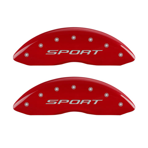 MGP 4 Caliper Covers Engraved front & Rear 2015/Sport Red finish silver ch - 10241SSPTRD