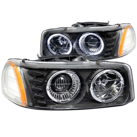 ANZO 1999-2006 GMC Sierra 1500 Projector Headlights w/ Halo Black - 111192