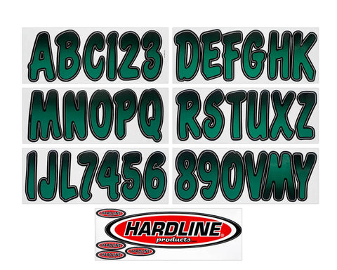 Hardline Boat Lettering Registration Kit 3 in. - 200 Forest Green/Black - TEBKG200