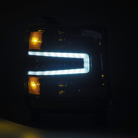 AlphaRex 16-18 Chevy 1500HD LUXX LED Proj Headlights Alpha-BK w/Seq Atv Lgt / SeqSig (Req PN 810023) - 880233