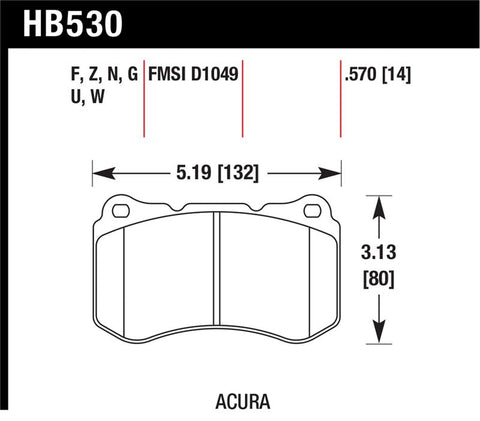 Hawk 07-08 Acura TL Type S Performance Ceramic Street Front Brake Pads - HB530Z.570
